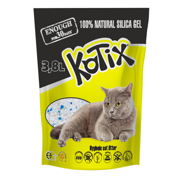Kotix (Котикс) Natural Silica Gel - Наполнитель силикагелевый для кошачьего туалета 3.8 л
