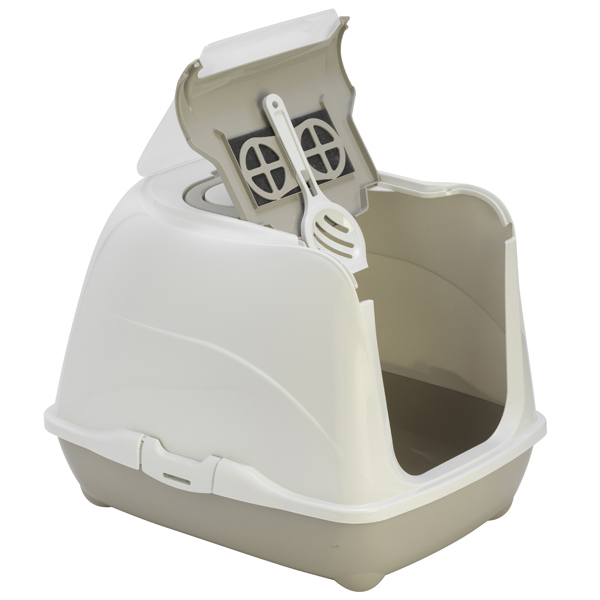 Moderna (Модерна) Flip Cat Jumbo - Закрытый туалет для кошек, с откидной крышкой, 58х45х42 см, серый