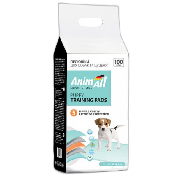 AnimAll (Энимал) Puppy Training Pads - Пеленки для собак и щенков (60Х45 см) 100 шт.
