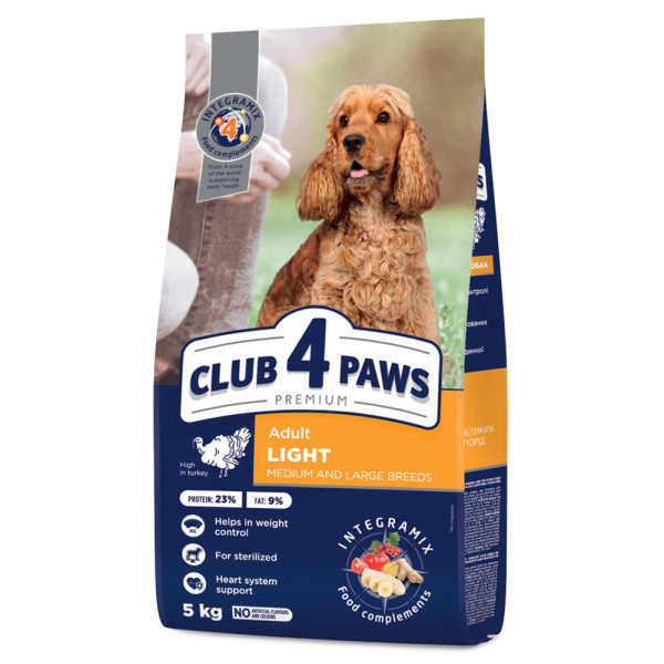 Club 4 Paws (Клуб 4 Лапы) Dog Premium Light Medium&Large Breeds Chicken - Сухой корм для собак больших и средних пород подвержен ожирению с курицей 5 кг