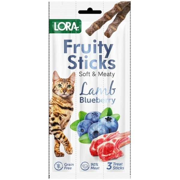 Lora (Лора) Fruity Sticks Lamb & Blueberry - Лакомства для кошек ягненок и черника 3 шт по 5 г