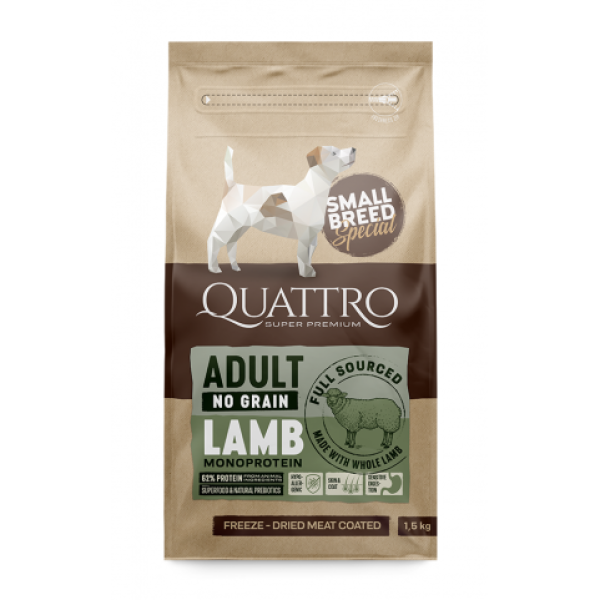 Quattro (Кватро) Dog Small Breed With Lamb - Сухой корм для собак малых пород с ягненком 1.5 кг