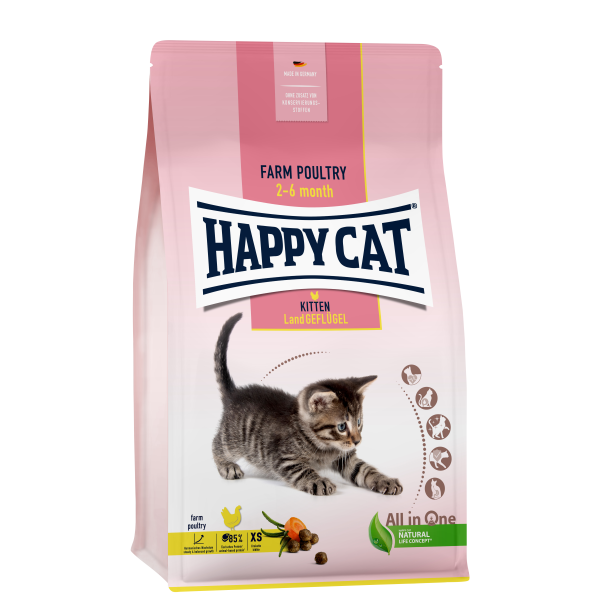 Happy Cat (Хепи Кет) Land Poultry Kitten - Сухой корм для котят возрастом от 1 до 6 месяцев с мясом птицы 4 кг