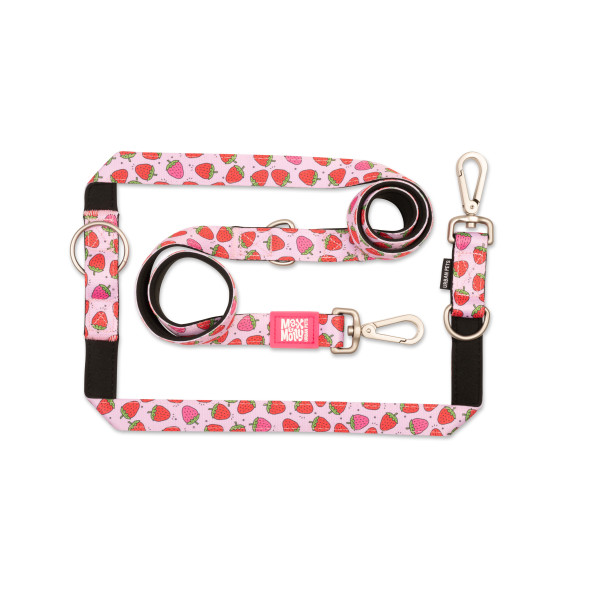 Max & Molly (Макс Молли) Multi-Function Leash Strawberry Dream S - Многофункциональный поводок для собак с принтом клубничная мечта