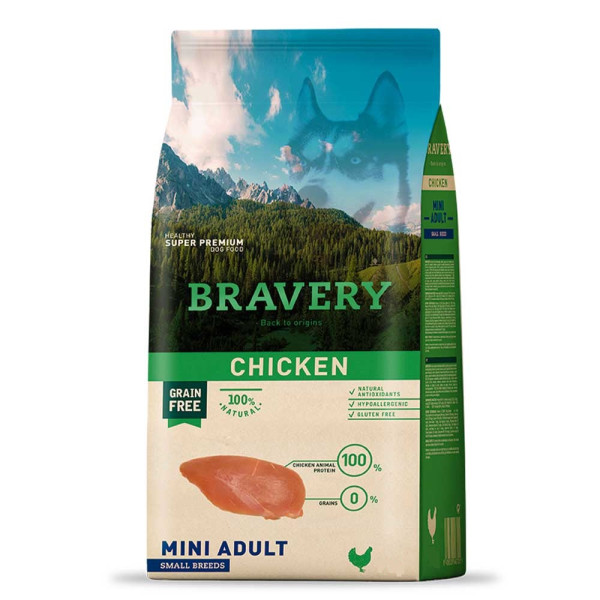Bravery (Бравери) Dog Adult Mini Chicken - Сухой корм для собак мелких пород беззерновой с курицей 2 кг