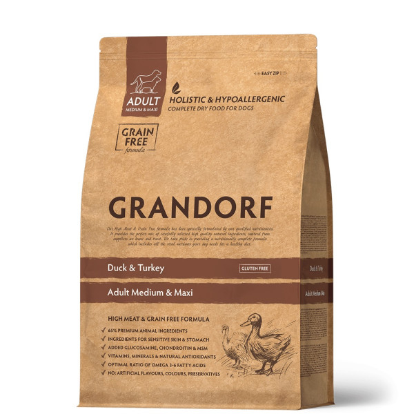 Grandorf (Грандорф) Grandorf Duck & Turkey Adult Medium & Maxi - Сухой гипоаллергенный корм для собак средних и крупных пород с уткой и индейкой 10 кг