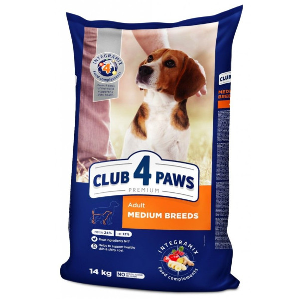 Club 4 Paws (Клуб 4 Лапы) Dog Premium Medium Breeds Chicken - Сухой корм для собак средних пород с курицей 14 кг