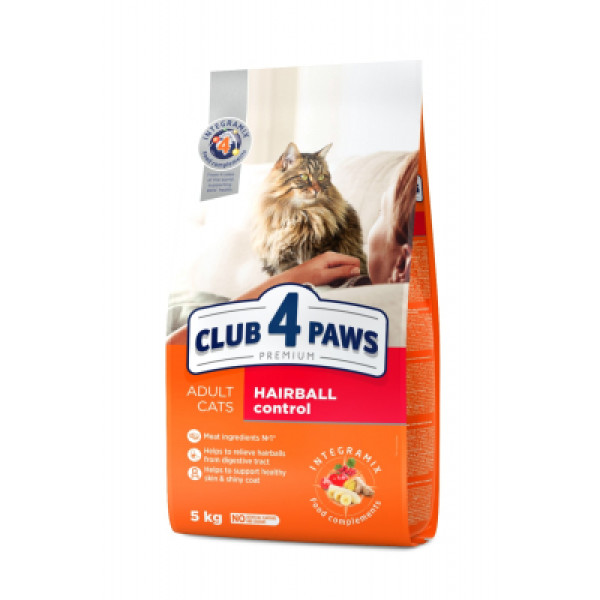 Club 4 Paws (Клуб 4 Лапы) Cat Premium Hairball Chicken - Сухой корм для кошек для вывода шерсти с курицей 2 кг