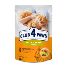 Club 4 Paws (Клуб 4 Лапи) Cat Premium Rabbit in Jelly - Вологий корм для котів з кроликом в желе 85 г
