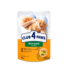 Club 4 Paws (Клуб 4 Лапи) Cat Premium Duck in Gravy - Вологий корм для котів з качкою в соусі 85 г