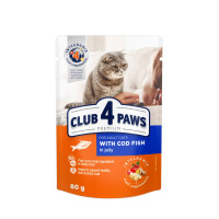 Club 4 Paws (Клуб 4 Лапы) Cat Premium Cod Fish in Jelly - Влажный корм для кошек с треской в желе 80 г