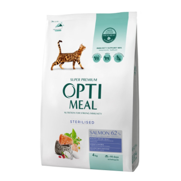 Optimeal (Оптимил) Cat Sterilised Salmon - Сухой корм для стерилизованных кошек с лососем 4 кг