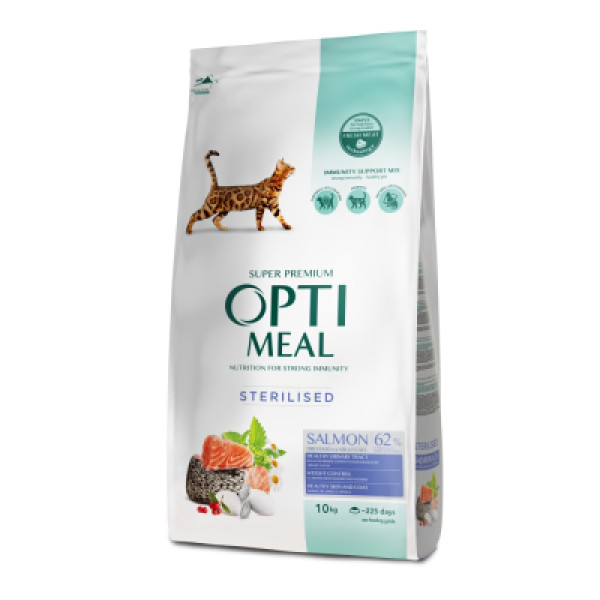 Optimeal (Оптимил) Cat Sterilised Salmon - Сухой корм для стерилизованных кошек с лососем 10 кг