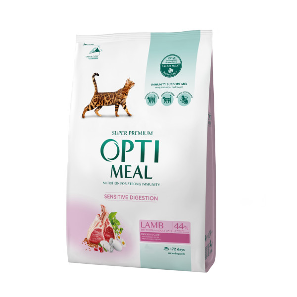 Optimeal (Оптимил) Cat Sensitive Lamb - Сухой корм для кошек для чувствительного пищеварения с ягненком 4 кг