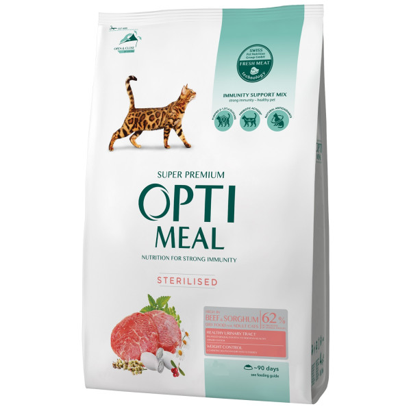 Optimeal (Оптимил) Cat Sterilised Beef - Сухой корм для стерилизованных кошек с говядиной 1.5 кг