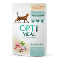 Optimeal (Оптимил) Cat Rabbit in White Gravy - Влажный корм для кошек с кроликом в белом соусе 85 г