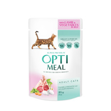 Optimeal (Оптиміл) Cat Lamb&Vegetables in Jelly - Вологий корм для котів з ягням та овочами в желе 85 г