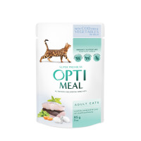 Optimeal (Оптимил) Cat Cod&Vegetables in Jelly - Влажный корм для кошек с треской и овощами в желе 85 г