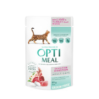 Optimeal (Оптимил) Cat Grain Sensitive Lamb&Turkey in Gravy - Влажный корм для кошек беззерновой с ягненком и индейкой в соусе 85 г
