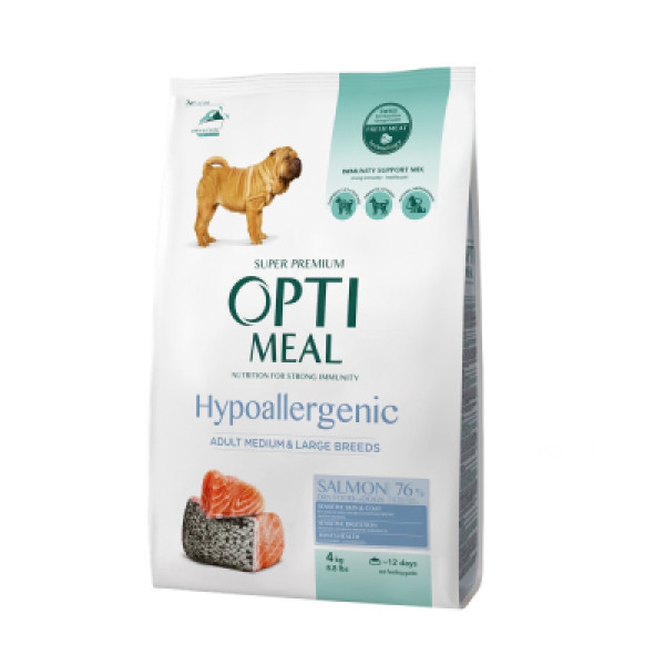 Optimeal (Оптимил) Dog Hypoallergenic Medium/Large Breed Salmon - Сухой корм для собак средних и крупных пород с лососем, гипоаллергенный 4 кг
