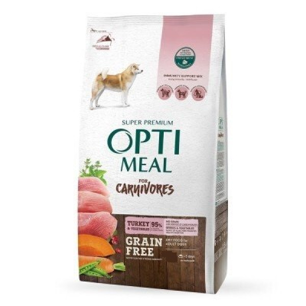 Optimeal (Оптимил) Dog Carnivores All Breed Turkey&Vegetables - Сухой корм для собак всех пород с индейкой и овощами, беззерновой 10 кг