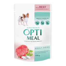 Optimeal (Оптиміл) Dog Beef&Cranberry in Jelly - Вологий корм для собак з яловичиною та журавлиною в желе 100 г