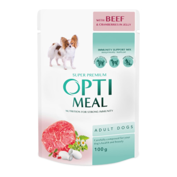 Optimeal (Оптимил) Dog Beef&Cranberry in Jelly - Влажный корм для собак с говядиной и клюквой в желе 100 г