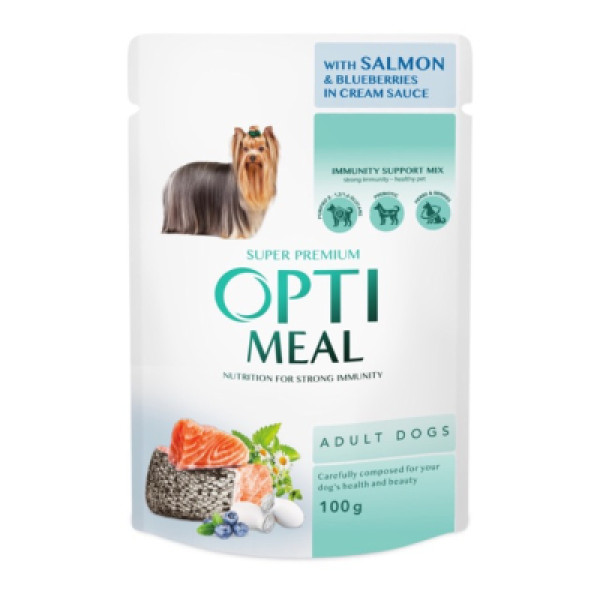 Optimeal (Оптимил) Dog Salmon&Blueberry in Cream Gravy - Влажный корм для собак с лососем и черникой в крем-соусе 100 г