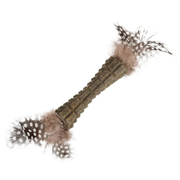 GiGwi (ГиГви) Johhny Stick - Игрушка для кошек спрессованная кошачья мята с перьями 8 см