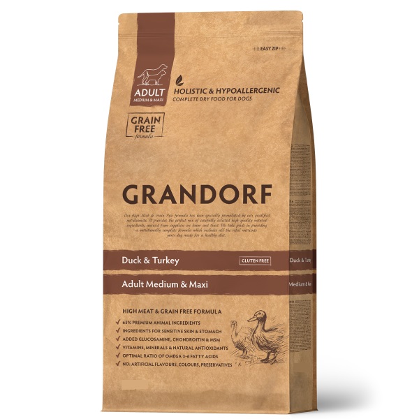 Grandorf (Грандорф) Grandorf Duck & Turkey Adult Medium & Maxi - Сухой гипоаллергенный корм для собак средних и крупных пород с уткой и индейкой 1 кг