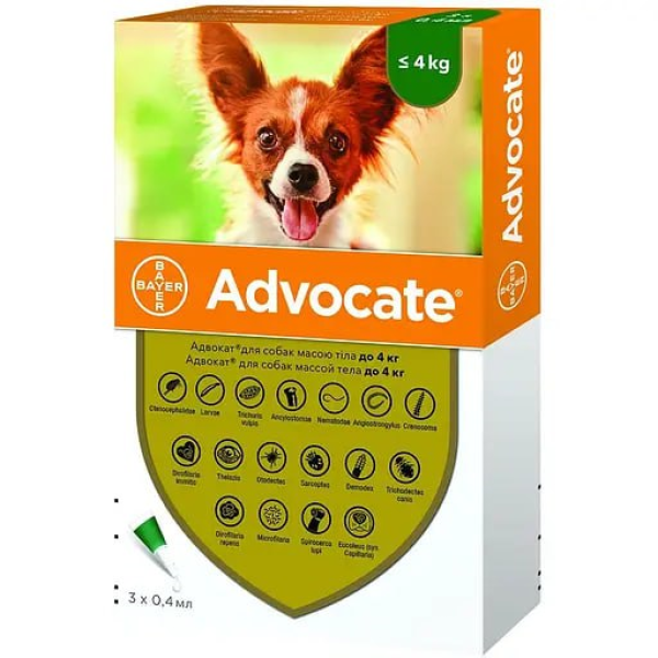 Elanco (Bayer) Advocate - Капли от паразитов для собак до 4 кг 1 шт.