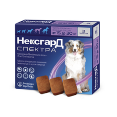NexGard Spectra (НексГард Спектра) - Протипаразитарні таблетки для собак від бліх, кліщів та гельмінтів 15-30 кг (1 таблетка)