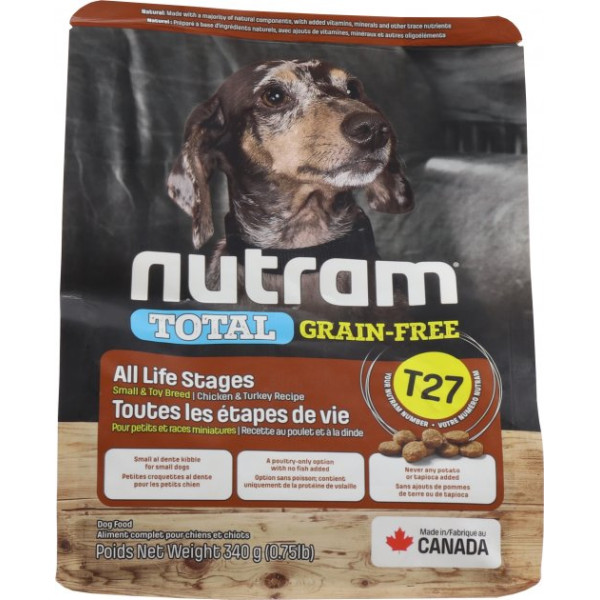 Nutram (Нутрам) T27 Chicken and Turkey Small Dog - Сухий беззлаковий корм для собак дрібних порід з куркою та індичкою 0.34 кг