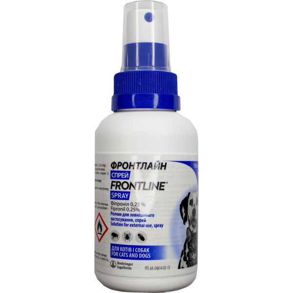 Boehringer Ingelheim Frontline Spray - Спрей от блох и клещей для собак и кошек с 2 дневного возраста, 100 мл