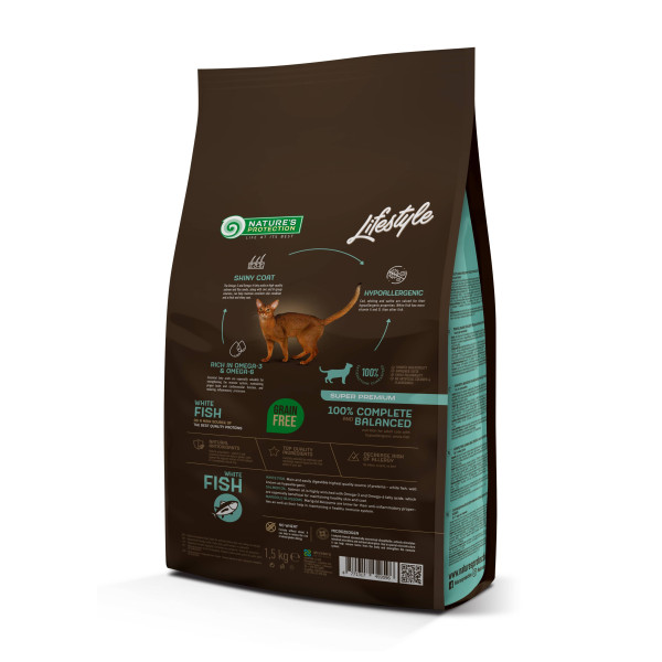 Nature`s Protection (Нэйчер Протекшн) Lifestyle Grain Free White Fish Adult Cat - Сухой беззерновой корм для котов с белой рыбой 1.5 кг