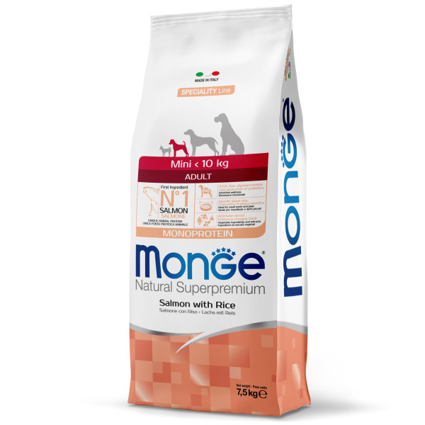 Monge (Монж) Dog Salmon & Rice Adult Mini - Сухий корм для дорослих собак дрібних порід з м’ясом лосося та рисом 7.5 кг