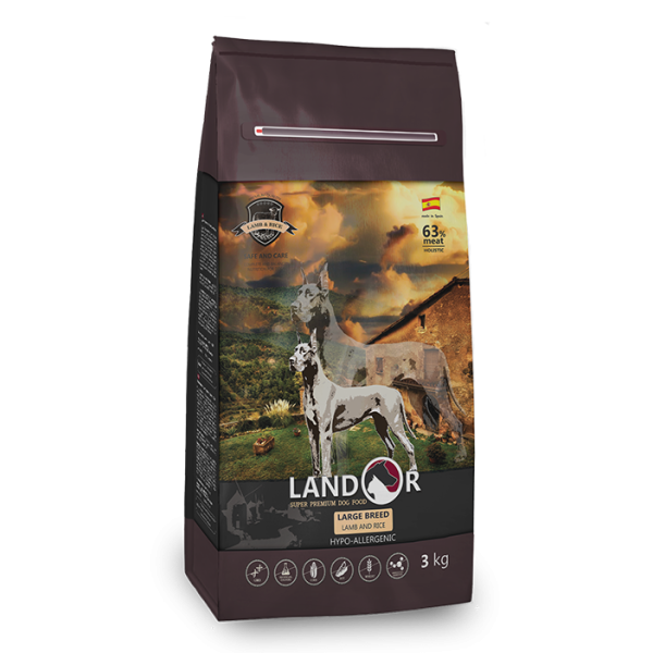 Landor (Ландор) Dog Lamb & Rice Hypoallergenic Adult Maxi - Сухой гипоаллергенный корм для взрослых собак больших пород с ягнёнка и рисом 3 кг