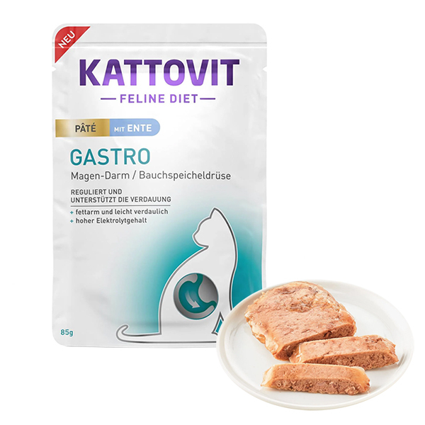 Kattovit (Катовит) Veterinary Pate Gastro Duck - Влажный лечебный корм для кошек с заболеваниями желудочно-кишечного тракта и поджелудочной железы 85 г