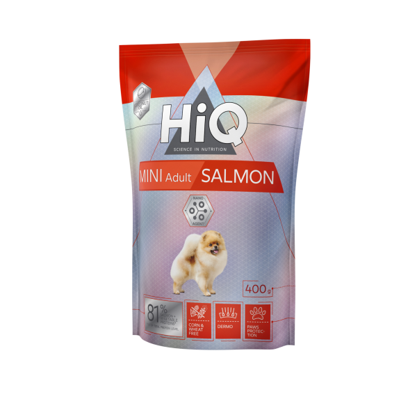HiQ (Хай Кью) Dog Adult Mini With Salmon - Сухой корм для собак малых пород с лососем 0.4 кг
