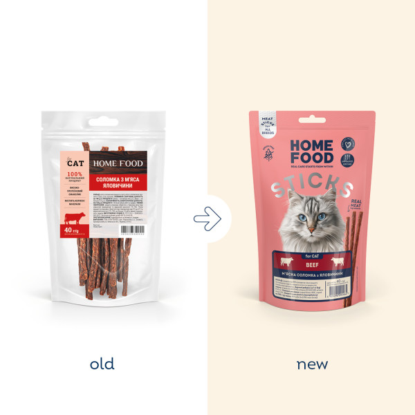 Home Food (Хоум Фуд) Cat Grain Free Beef Meat Strips All Life Stages - Лакомство беззерновое для котов всех возрастов мясная соломка с мясом говядины 40 г Home Food (Хоум Фуд) Cat Grain Free Beef Meat Strips All Life Stages - Лакомство беззерновое для котов всех возрастов мясная соломка с мясом говядины 40 г