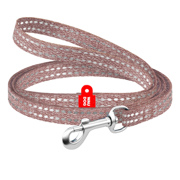 WAUDOG (ВАУДОГ) Re-cotton - Поводок для кошек и мелких пород собак из восстановленного хлопка светоотражающий коричневый XS 10 мм