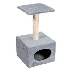 Кігтеточка "Природа" велика з будиночком та місцем для відпочинку для кішок, сіра Д11, 36х35х65 см