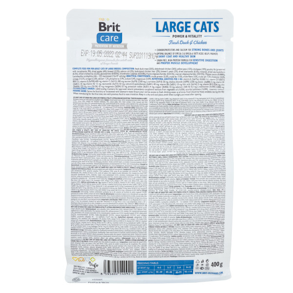 Brit Care (Бріт Кеа) Large cats Power & Vitality - Сухий беззерновий корм для кішок великих порід 0.4 кг