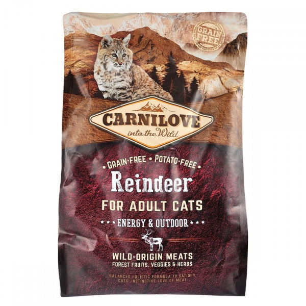 Carnilove (Карнілав) Cat Raindeer Energy & Outdoor - Сухий корм для активних кішок з м`ясом північного оленя 2 кг