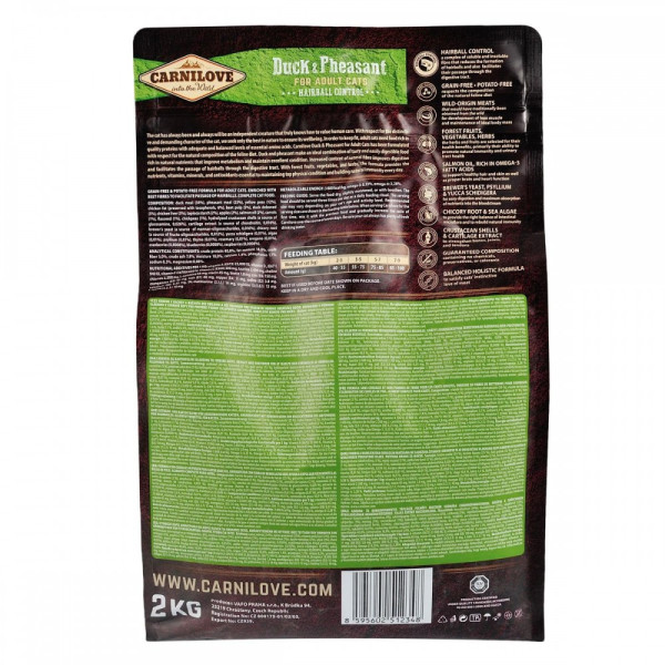 Carnilove (Карнилав) Cat Duck & Pheasant Hairball Control - Сухой корм для кошек для выведения комков шерсти с уткой и фазаном 2 кг