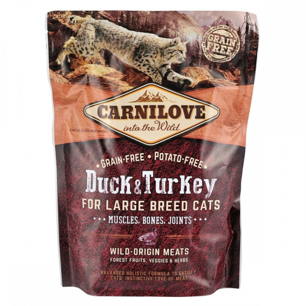 Carnilove (Карнилав) Cat Adult Large Duck & Turkey - Cухой корм для котов крупных пород с уткой и индейкой 400 г
