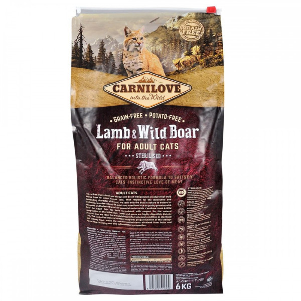 Carnilove (Карнілав) Cat Lamb & WildBoar Sterilised - Сухий корм для стерилізованих кішок з ягням та кабаном 6 кг