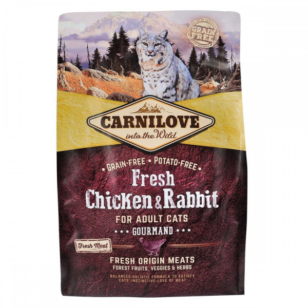 Carnilove (Карнилав) Cat Fresh Chicken & Rabbit Gourmand - Сухий корм для дорослих кішок з куркою та кроликом 2 кг