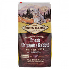 Carnilove (Карнилав) Cat Fresh Chicken & Rabbit Gourmand - Сухий корм для дорослих кішок з куркою та кроликом 6 кг