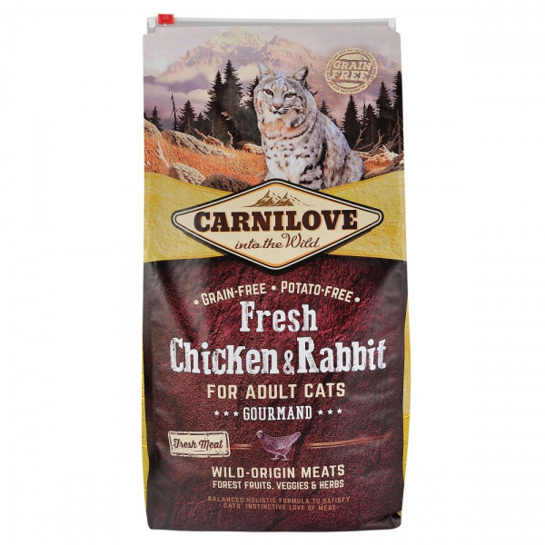 Carnilove (Карнилав) Cat Fresh Chicken & Rabbit Gourmand - Сухий корм для дорослих кішок з куркою та кроликом 6 кг